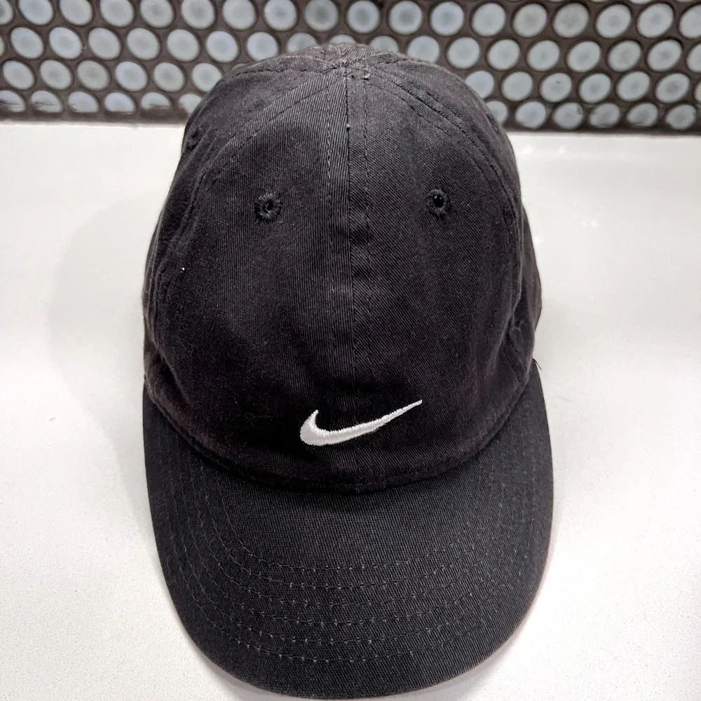 Nike Swoosh‎ Adjustable Baseball Cap Hat Boys Infant Game Black Toddler